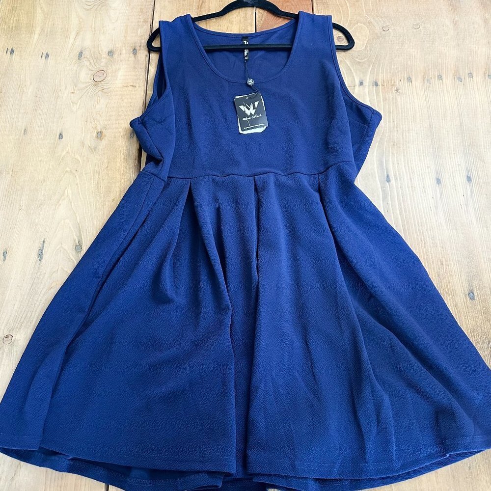 White Mark‎ Blue Dress NWT 3XL Navy Midi Sleevless